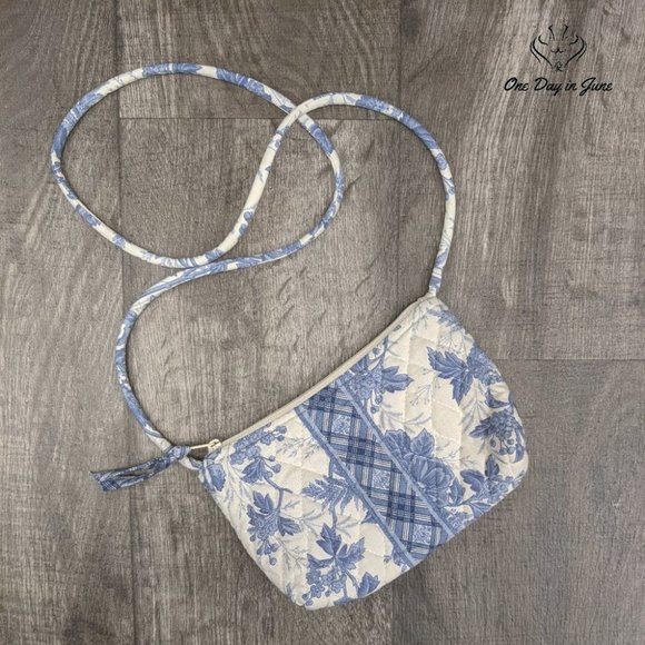 Vera Bradley Handbags - Vera Bradley White And Blue Small Zippered Purse